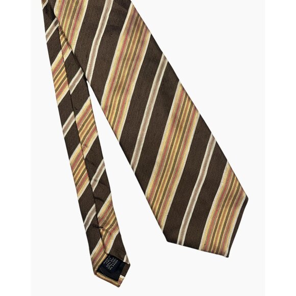 Banana Republic Striped Orange Brown Silk & Linen Tie Made In Italy Preppy - Picture 2 of 9